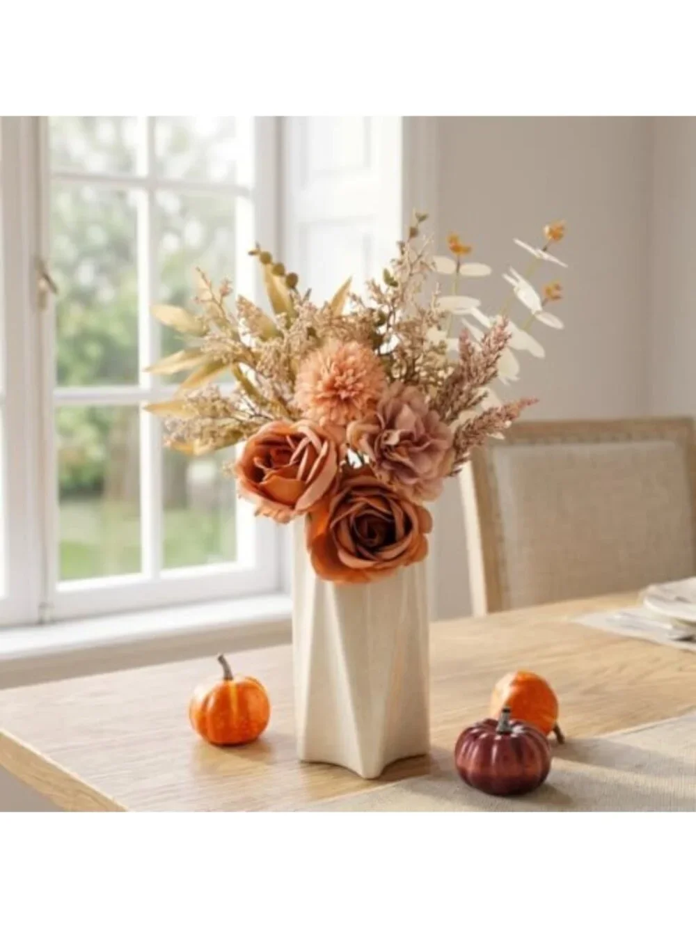 Realistic Faux Silk Flower Bouquet - Vibrant Centerpiece for Home Decor